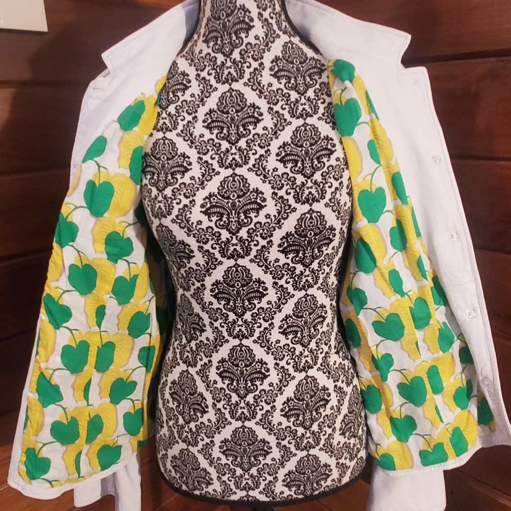 Tory Burch Leather Women's White Military Style Jacket Coat 14 Fits 10 12 - Picture 8 of 14